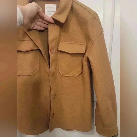 Avec Les Filles Oversized Boyfriend Shacket Camel Brown Size Extra Small XS - Picture 9 of 9